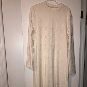 Cream midi long sleeve dress